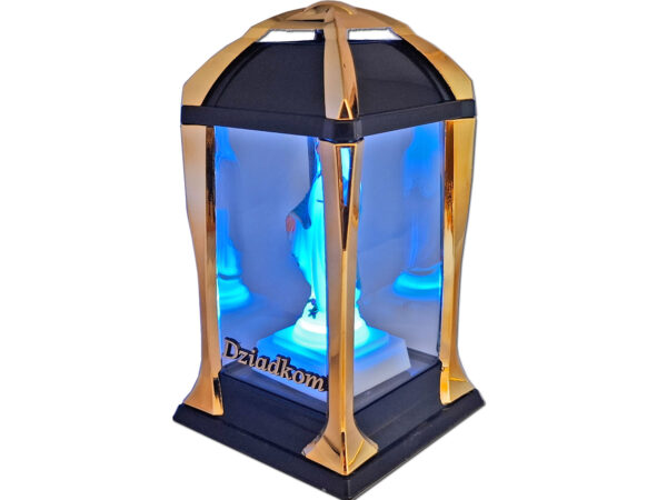 DZIADKOM DZIADKI ZNICZ LAMPION LATARNIA NA GRÓB KPL ZŁOTO+FIGURKA LED