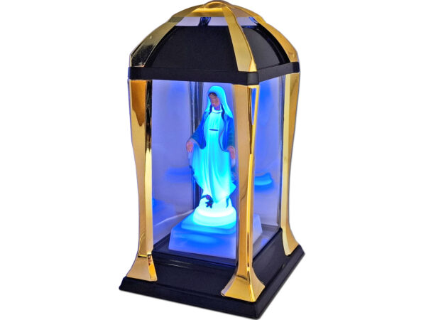 ZNICZ ZNICZE LAMPION LATARNIA NA GRÓB KPL ZŁOTO+FIGURKA LED