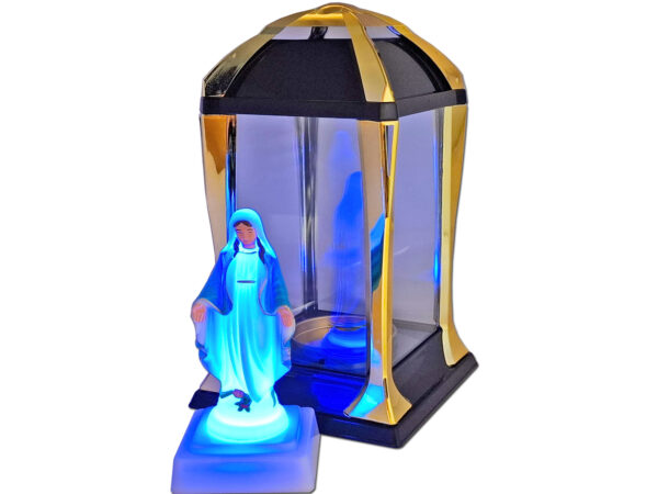 ZNICZ ZNICZE LAMPION LATARNIA NA GRÓB KPL ZŁOTO+FIGURKA LED