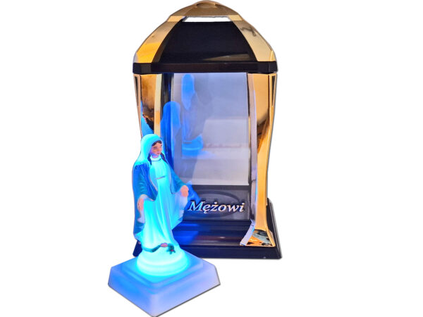 MĄŻ MĘŻOWI ZNICZ ZNICZE LAMPION LATARNIA NA GRÓB KPL ZŁOTO+FIGURKA LED