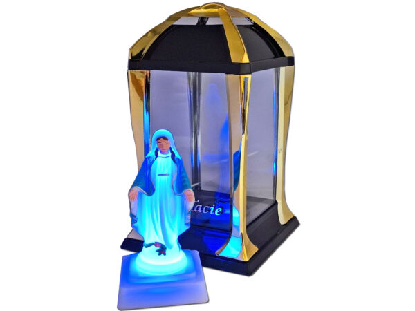 TATA TACIE ZNICZ ZNICZE LAMPION LATARNIA NA GRÓB KPL ZŁOTO+FIGURKA LED