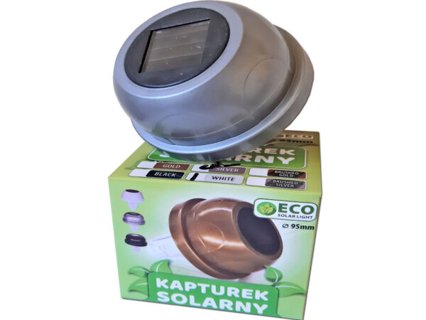 KAPTUREK SOLARNY SOLAR ZNICZ NA GRÓB POKRYWA FI95 SREBRO