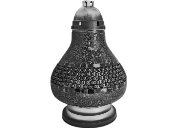 karafa-jerzyk-czarna1.jpg ZNICZ ZNICZE LAMPION NA GRÓB MOZAIKA KARAFA CZARNA KORALE +WKŁAD