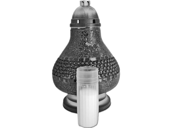 karafa-jerzyk-czarna2.jpg ZNICZ ZNICZE LAMPION NA GRÓB MOZAIKA KARAFA CZARNA KORALE +WKŁAD