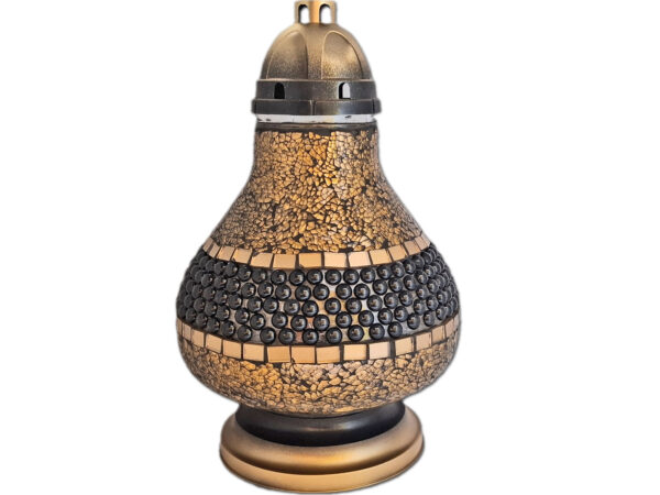 karafa-jerzyk-zloto1.jpg ZNICZ ZNICZE LAMPION NA GRÓB MOZAIKA KARAFA ZŁOTO KORALE +WKŁAD