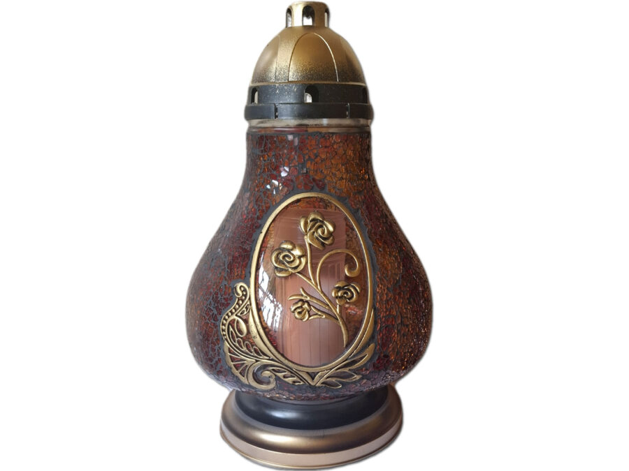 ZNICZ ZNICZE LAMPION NA GRÓB KARAFA RÓŻA BRĄZOWA+WKŁAD