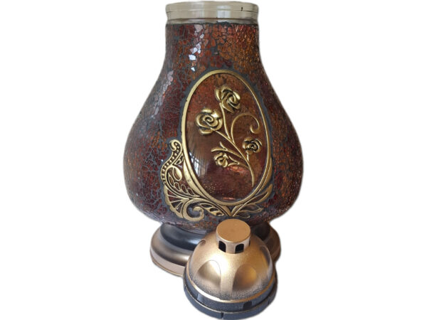 ZNICZ ZNICZE LAMPION NA GRÓB KARAFA RÓŻA BRĄZOWA+WKŁAD