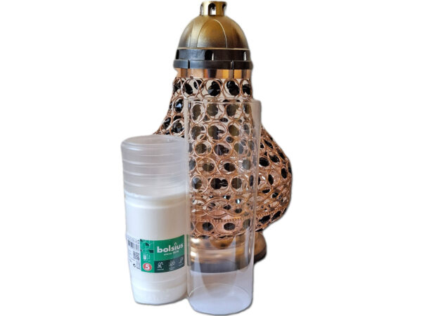 ZNICZ ZNICZE LAMPION NA GRÓB KARAFA VIP ZŁOTO-CZARNA+WKŁAD