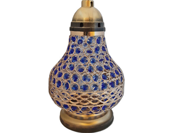 ZNICZ ZNICZE LAMPION NA GRÓB KARAFA VIP ZŁOTO-NIEBIESKA+WKŁAD