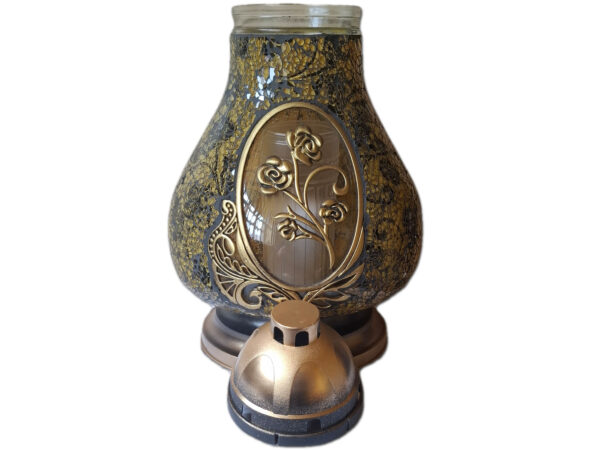 ZNICZ ZNICZE LAMPION NA GRÓB KARAFA RÓŻA ZŁOTO-CZARNA+WKŁAD