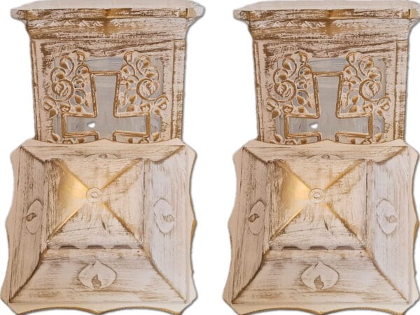 ZNICZ ZNICZE LAMPION NA GRÓB ZESTAW 2 SZTUKI KATEDRA KRZYŻ BIAŁO-ZŁOTY+WKŁAD