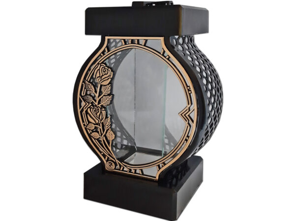 ZNICZ LAMPION NA GRÓB KOŁO DUŻE RTN RAMA RÓŻA ZŁOTO