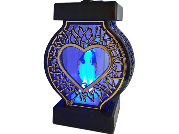 ZNICZ LAMPION NA GRÓB KOŁO DUŻE RTN RAMA SERCE ZŁOTO+FIGURKA LED