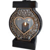 ZNICZ LAMPION NA GRÓB KOŁO DUŻE RTN RAMA SERCE ZŁOTO+ŚWIECA LED CZARNA