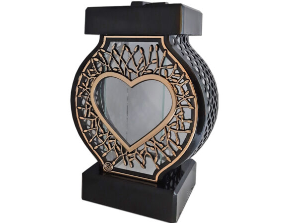 ZNICZ LAMPION NA GRÓB KOŁO DUŻE RTN RAMA SERCE ZŁOTO