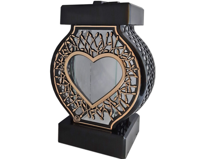 ZNICZ LAMPION NA GRÓB KOŁO DUŻE RTN RAMA SERCE ZŁOTO