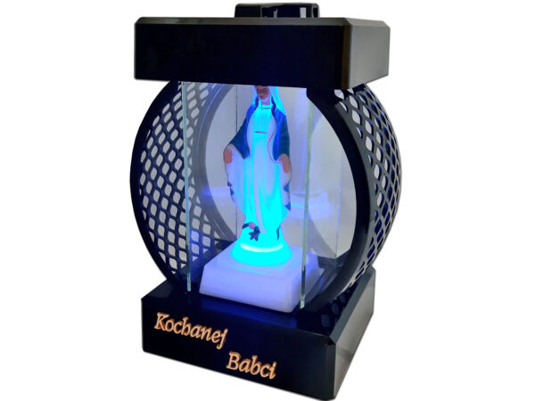 BABCIA BABCI ZNICZ LAMPION KOŁO RTN GŁADKI CZARNY+FIGURKA LED