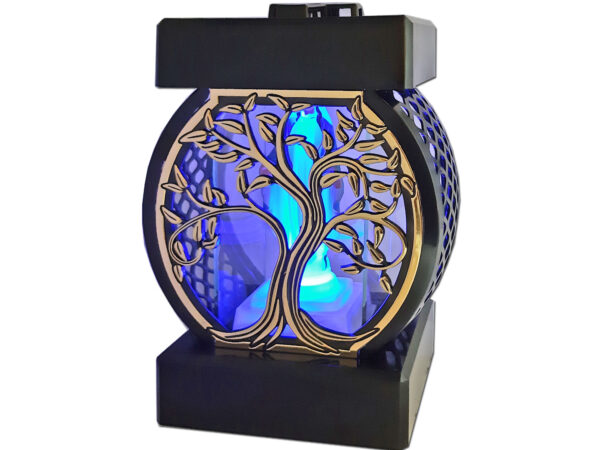 ZNICZ ZNICZE LAMPION NA GRÓB KOŁO RTN DRZEWO RAMA ZŁOTO+FIGURKA LED