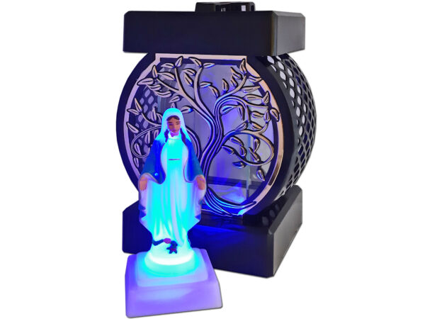 ZNICZ ZNICZE LAMPION NA GRÓB KOŁO RTN DRZEWO RAMA ZŁOTO+FIGURKA LED