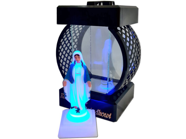 DZIADEK DZIADKOWI ZNICZ LAMPION KOŁO RTN GŁADKI CZARNY+FIGURKA LED