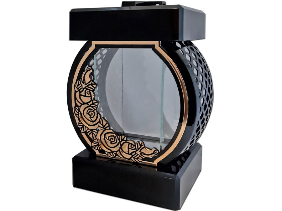 ZNICZ ZNICZE LAMPION NA GRÓB KOŁO RTN RÓŻA RAMA ZŁOTO