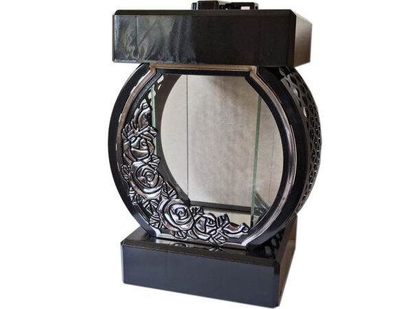 ZNICZ ZNICZE LAMPION NA GRÓB KOŁO RTN RÓŻA RAMA SREBRO