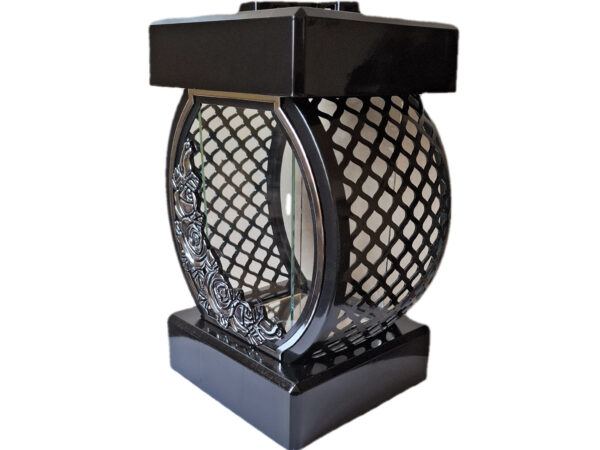 ZNICZ ZNICZE LAMPION NA GRÓB KOŁO RTN RÓŻA RAMA SREBRO