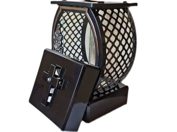 ZNICZ ZNICZE LAMPION NA GRÓB KOŁO RTN RÓŻA RAMA SREBRO