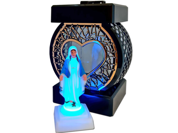 ZNICZ ZNICZE LAMPION NA GRÓB KOŁO RTN SERCE RAMA ZŁOTO+FIGURKA LED