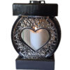 ZNICZ ZNICZE LAMPION NA GRÓB KOŁO RTN SERCE RAMA SREBRO+ŚWIECA LED BIAŁA