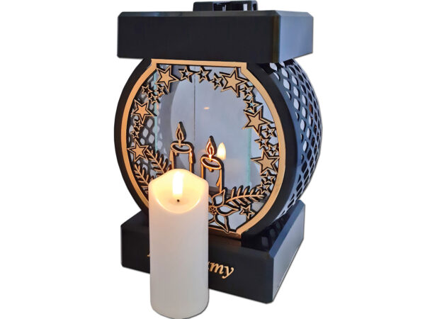 PAMIĘTAMY ZNICZ NA GRÓB KOŁO RTN ŚWIĘTA RAMA ZŁOTO+ŚWIECA LED BIAŁA