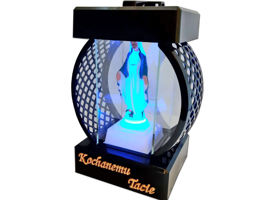 TATA TACIE ZNICZ LAMPION KOŁO RTN GŁADKI CZARNY + FIGURKA LED