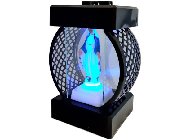 ZNICZ LAMPION KOŁO RTN GŁADKI CZARNY+FIGURKA LED