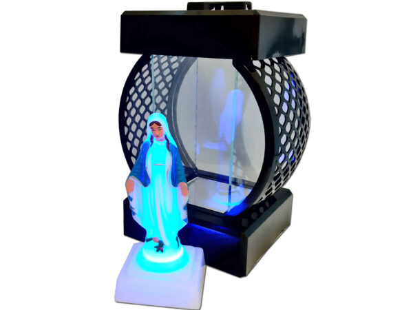 ZNICZ LAMPION KOŁO RTN GŁADKI CZARNY+FIGURKA LED