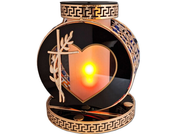 SOLAR SOLARNY FOTOWOLTAICZNY ZNICZ VIP KOŁO ZŁOTO-NIEBIESKIE KRYSZTAŁKI