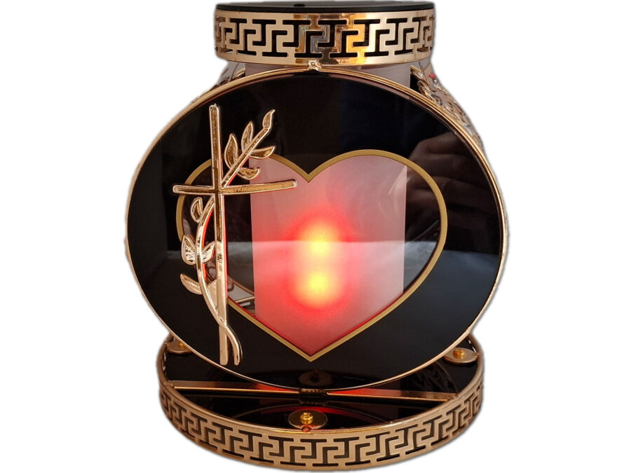 SOLAR SOLARNY FOTOWOLTAICZNY ZNICZ LAMPION VIP KOŁO ZŁOTO-BIAŁE 2