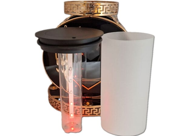 SOLAR SOLARNY FOTOWOLTAICZNY ZNICZ LAMPION VIP KOŁO ZŁOTO-BIAŁE 2