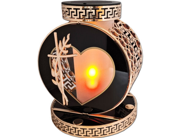 SOLAR SOLARNY FOTOWOLTAICZNY ZNICZ VIP KOŁO ZŁOTO-BURSZTYNOWE KRYSZTAŁKI