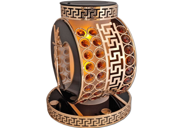 SOLAR SOLARNY FOTOWOLTAICZNY ZNICZ VIP KOŁO ZŁOTO-BURSZTYNOWE KRYSZTAŁKI