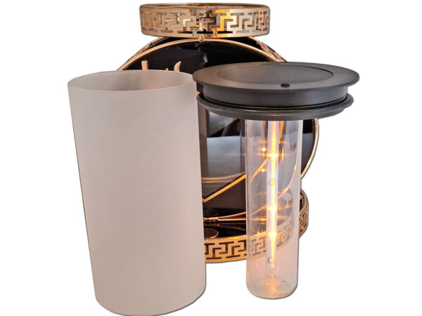 SOLAR SOLARNY FOTOWOLTAICZNY ZNICZ VIP KOŁO ZŁOTO-BURSZTYNOWE KRYSZTAŁKI