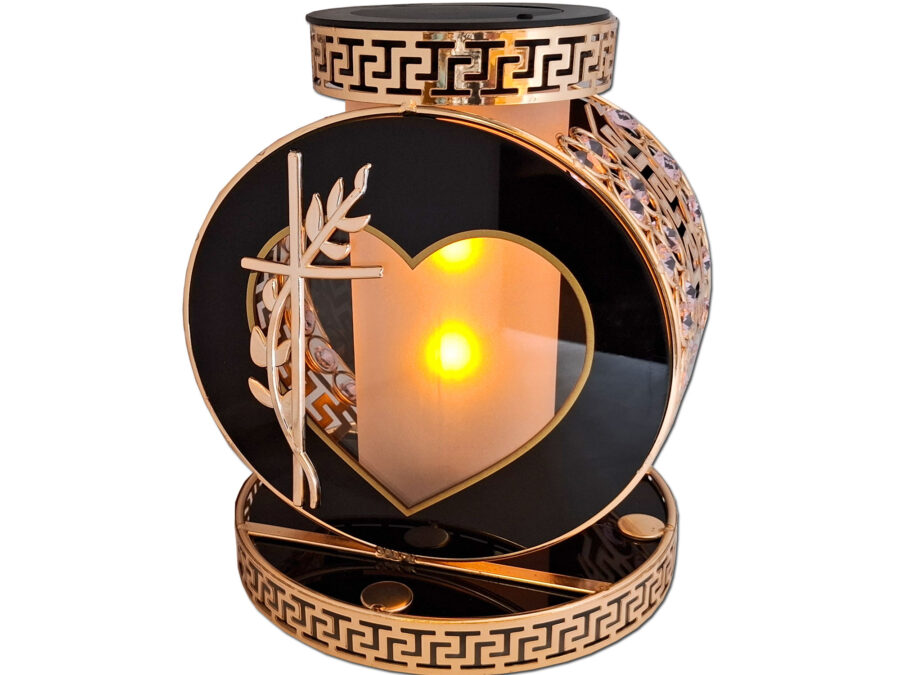 SOLAR SOLARNY FOTOWOLTAICZNY ZNICZ VIP KOŁO ZŁOTO-FIOLETOWE KRYSZTAŁKI