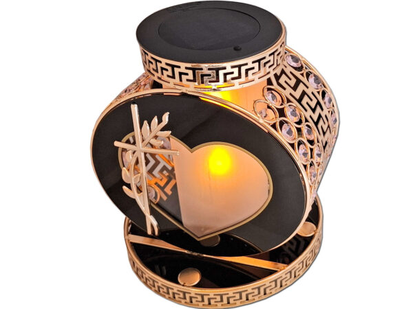 SOLAR SOLARNY FOTOWOLTAICZNY ZNICZ VIP KOŁO ZŁOTO-FIOLETOWE KRYSZTAŁKI