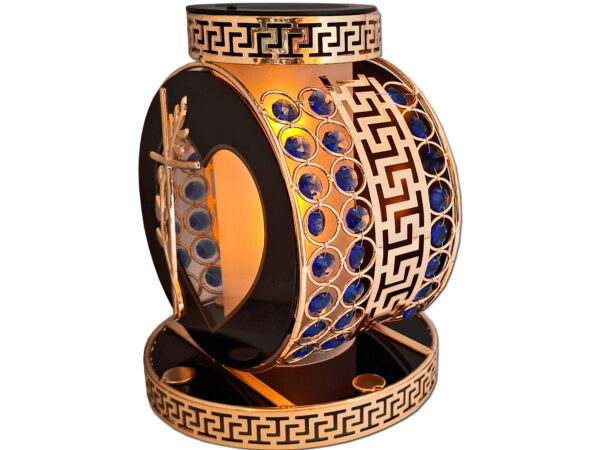 SOLAR SOLARNY FOTOWOLTAICZNY ZNICZ VIP KOŁO ZŁOTO-NIEBIESKIE KRYSZTAŁKI