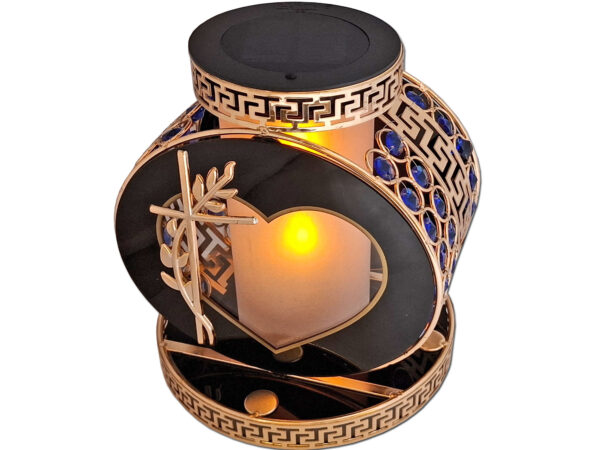 SOLAR SOLARNY FOTOWOLTAICZNY ZNICZ VIP KOŁO ZŁOTO-NIEBIESKIE KRYSZTAŁKI