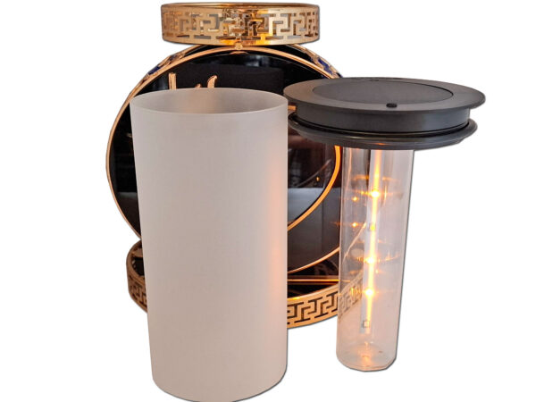 SOLAR SOLARNY FOTOWOLTAICZNY ZNICZ VIP KOŁO ZŁOTO-NIEBIESKIE KRYSZTAŁKI