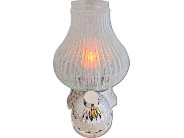 ZNICZ LAMPION NA GRÓB KONIAK METALIZA SREBRO + WKŁAD LED