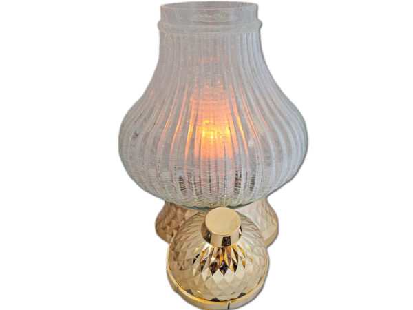 ZNICZ LAMPION NA GRÓB KONIAK METALIZA ZŁOTO + WKŁAD LED