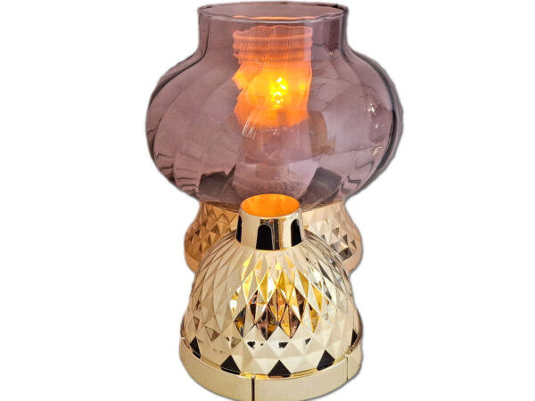 ZNICZ LAMPION NA GRÓB KULA METALIZA ZŁOTO + WKŁAD LED