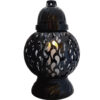 ZNICZ ZNICZE LAMPION NA GRÓB KULA MAŁA PŁM CZARNA+ŚWIECA LED