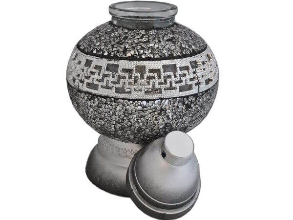 ZNICZ LAMPION NA GRÓB KULKA MOZAIKA PASEK SREBRO+WKŁAD